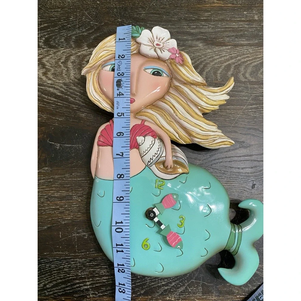 Allen Designs Shelley Mermaid Wall Clock Hair Green Tail Missing Pendulum